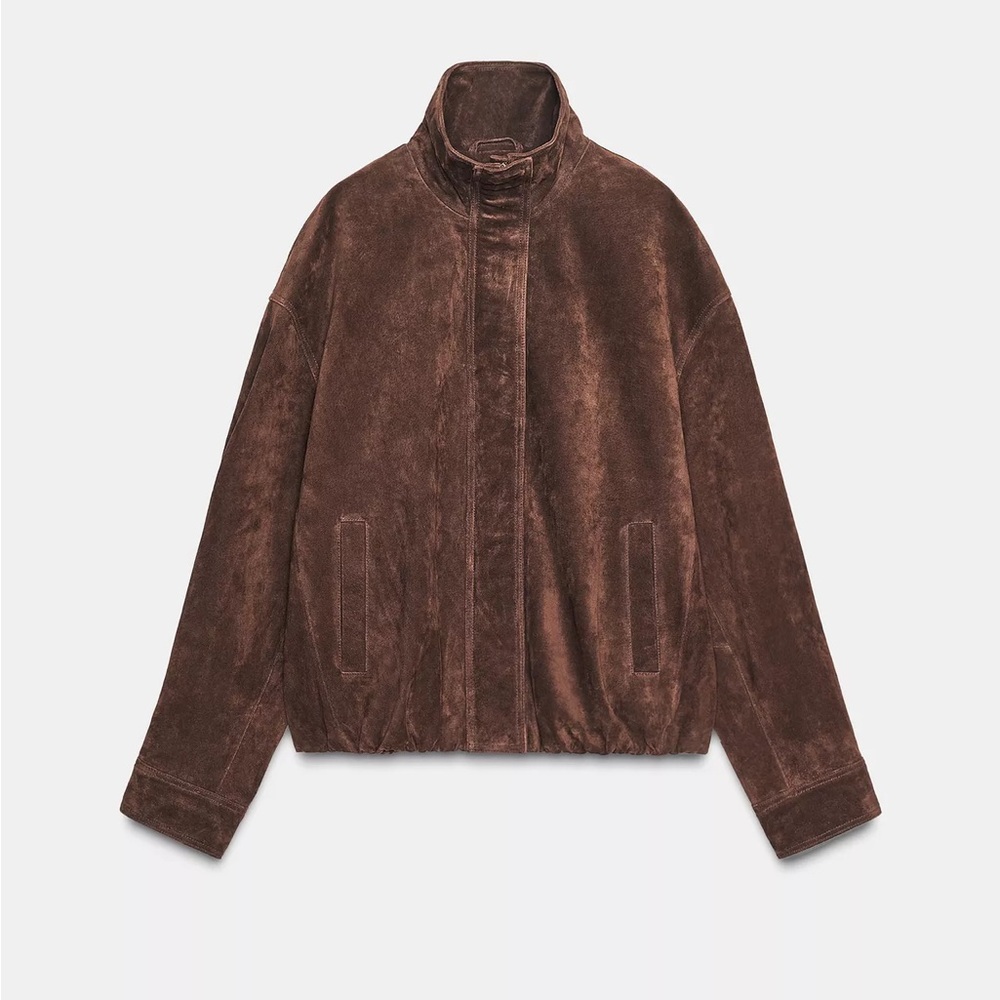 Zara Suede Jacket in Brown Size Large